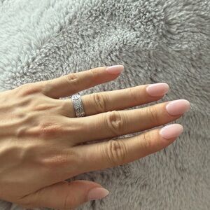 Silver Pave Screw Band Ring